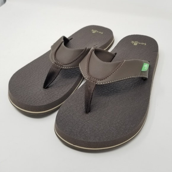 Sanuk Beer Cozy Flip Flop Mens Thong Sandals Brown - Picture 4 of 5